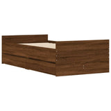 Bed Frame with Drawers without Mattress Brown Oak 90x200 cm 3207377