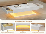High-gloss Coffee Table with 2 drawers, LED lights, Modern Centre Table, Sofa Side Table, Tea Table N605P374205W
