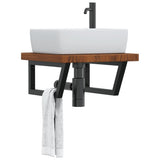 Basin Shelf Wall Mounted Steel and Solid Wood Oak 3302415