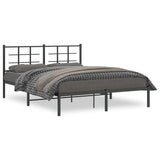 Metal Bed Frame without Mattress with Headboard Black 150x200cm 355563