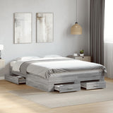 Bed Frame Grey Sonoma Engineered wood, Plywood Double Bed Frame 3280396