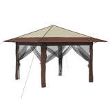 Gazebo with 4 Sidewalls 3.3 x 3.3 m Cream and Brown 42036812