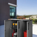 Garden Storage Cabinet Grey and Black 102x37x84 cm PP 151820