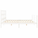 Bed Frame without Mattress White 200x200 cm Solid Wood 3194852