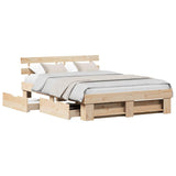 Bed Frame with Headboard Brown 140 x 200 cm Solid Pine Wood 3382274