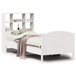 ZNTS Bookcase Bed without Mattress White 75x190 cm Small Single Solid Wood Pine 3323129