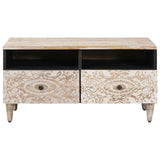 Coffee Table with Drawer White 80 x 54 x 40 cm Solid Mango Wood 4018381