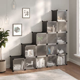 Storage Cube Organiser with 15 Cubes and Doors Black PP 340554