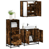 3 Piece Bathroom Furniture Set Smoked Oak Engineered Wood 3301007