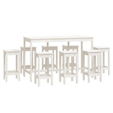9 Piece Bar Set White Solid Wood Pine 3124718