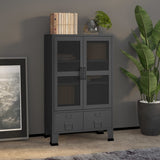 Storage Chest Anthracite Metal 70 x 40 x 115 cm Doors 339623