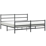 Metal Bed Frame without Mattress with Footboard Black 180x200cm 355387