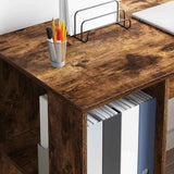 Desk with Shelf Smoked Oak 130 x 50.5 x 75 cm Engineered Wood 869502