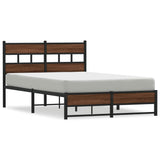 Metal Bed Frame without Mattress Brown Oak 120x190 cm Small Double 4017323