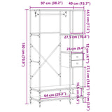 Clothes Rack with Shelves Smoked Oak Engineered Wood 847861