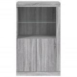 Side Cabinet with LED Lights Grey Sonoma Engineered Wood 836628