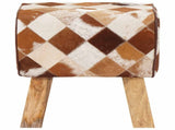 Bench 40 x 30 x 45 cm Real Leather Brown Patchwork 42042101