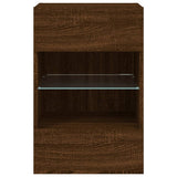 TV Wall Cabinet with LED Lights Brown Oak 40x30x60.5 cm 837090