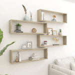 ZNTS Wall Cube Shelf 4 pcs Sonoma Oak 100x15x30 cm Engineered Wood 807089