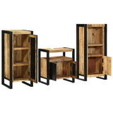 Bathroom Furniture Set 3 pcs Brown and Black Solid Mango Wood 3305620