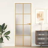 Interior Door Slim Golden 76x201.5 cm Tempered Glass and Aluminium 155144