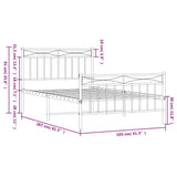 Metal Bed Frame without Mattress with Footboard White 100x200cm 373753