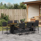 Garden Dining Set 9 pcs Black Poly Rattan 3365414