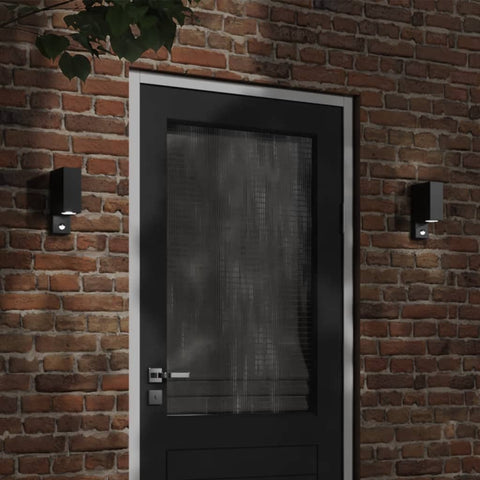 ZNTS Outdoor Wall Lights with Sensors 2pcs Black Die-cast Aluminium 4006309