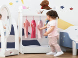 Kids Clothes Rail Wooden Hanging Rack with Storage Shelves Children Garment Freestanding Wardrobe T3398P347671