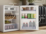Under Counter Fridge, 85L Small Retro Refrigerator with Chiller Box, Adjustable Thermostat, Glass T3398P342953