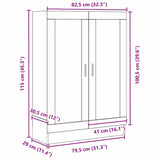 Book Cabinet Black Oak 82.5 x 30.5 x 115 cm Engineered Wood 862516