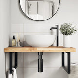 Basin Shelf Wall Mounted Steel and Solid Wood Acacia 3302909