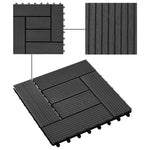 22 pcs Decking Tiles 30x30 cm 2 sqm WPC Black 277803