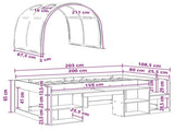 Bed with Tunnel with Shelf 3 pcs Sonoma and Red Engineered Wood 3423591