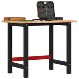 Workbench Light Brown 100x60x81.5 cm Solid Wood Oak Rectangular 3309658
