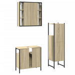 ZNTS 3 Piece Bathroom Cabinet Set Sonoma Oak Engineered Wood 3214756