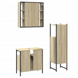 ZNTS 3 Piece Bathroom Cabinet Set Sonoma Oak Engineered Wood 3214756
