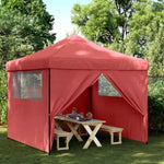 Foldable Party Tent Pop-Up with 4 Sidewalls Burgundy 4004931