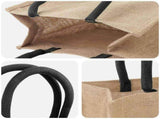 Jute Handbags 10 pcs Natural and Black 26 x 22 x 14 cm 42012279