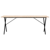 ZNTS Dining Table X-Frame 200x100x75 cm Solid Wood Pine and Steel 3282701