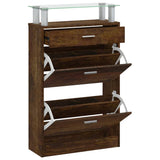 Shoe Cabinet Smoked Oak 63x24x104 cm Engineered Wood 342567