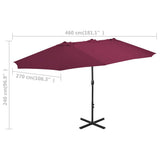 Garden Parasol with Aluminium Pole 460x270 cm Bordeaux Red 44871
