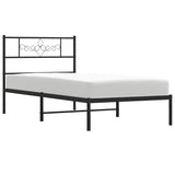 Bed Frame Black Powder-Coated Steel Single Bed Frame 355262