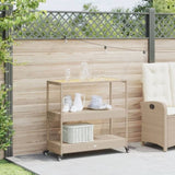 Bar Cart 3-Tier Beige Poly Rattan and Solid Wood Acacia 368725