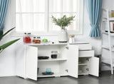 High Gloss Side Cabinet, Push-Open Design with 2 Drawers and 2 Cabinets for Living Room, 74H 117W T3398P377978