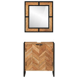 2 Piece Bathroom Furniture Set Iron and Solid Wood Acacia 3217119