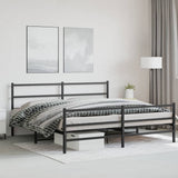 Metal Bed Frame without Mattress with Footboard Black 180x200cm 355387