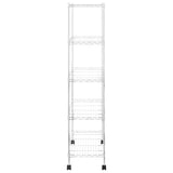5-Tier Storage Shelf with Wheels 75x35x155 cm Chrome 250 kg 324629