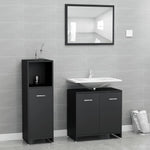 ZNTS 3 Piece Bathroom Furniture Set Black Engineered Wood 3056908