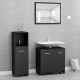 ZNTS 3 Piece Bathroom Furniture Set Black Engineered Wood 3056908